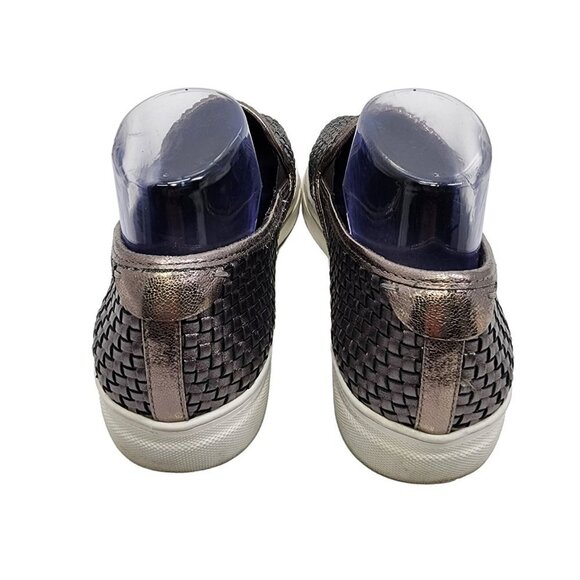 J/Slides S6 Flynn Slip Ons Silver Leather Woven Loafers Women's Size 10 - Picture 5 of 12